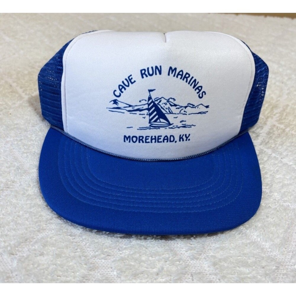 VTG 80s Cave Run Lake Marinas Morehead KY Mesh Back Foam Insert Trucker SnapBack